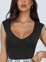 1 x RAW Customer Returns REORIA Women s Sexy Casual Double-Lined Sleeveless V-Neck Bodysuit Shaping Bodysuit Black M - RRP €24.99