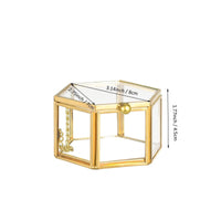 1 x RAW Customer Returns Feyarl ring box ring box glass jewelry boxes geometric storage rings earrings necklaces for living room wedding Mother s Day gift decorative box 8 x 7 x 4.5 cm gold  - RRP €16.99