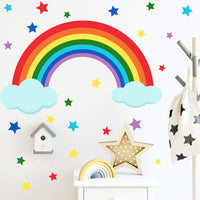 2 x Brand New 2pcs Rainbow Baby Wall Sticker Children s Room Wall Stickers, Children s Room Wallpaper for Boys Bedroom Nursery 105x74cm  - RRP €45.6