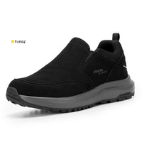 1 x RAW Customer Returns FitVille hiking shoes men extra wide trekking shoes non-slip outdoor shoes breathable casual shoes slip on walking shoes wide men s sneakers with arch support, black, 43 EU, X-Wide - RRP €59.11