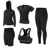 1 x RAW Customer Returns ZETIY 5 Piece Women s Fitness Tracksuit Yoga Set, Sportswear Pilates Sportswear Tennis Clothing Running Clothing for Gym Fitness Jogging - Black - M - RRP €40.99