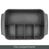 1 x RAW Customer Returns mDesign cutlery holder with handles decorative cutlery basket for kitchen, dining room, garden or picnic cutlery organizer with 5 compartments dark gray - RRP €21.0