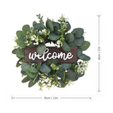 1 x RAW Customer Returns Front door sign wreath, artificial eucalyptus wreath, welcome sign door wreath, front door eucalyptus wreath, for wedding home decoration front door decoration 30 30 cm  - RRP €19.15