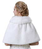 1 x RAW Customer Returns Lifup Women s Warm Winter Shawl Wraps Faux Fur Poncho for Wedding Ceremony Bride Bridesmaid White One Size - RRP €25.87