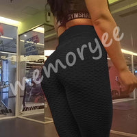 1 x RAW Customer Returns Memoryee Damen Honeycomb Leggings Geraffte Hintern Heben Hohe Taille Push Up Boom Booty Sport Leggings mit Bauchkontrolle Plus Gr e Blickdichte Dehnbare Gym Yogahosen Schwarz S - RRP €19.15