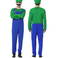 1 x Brand New VISVIC Cosplay Costume Super Brothers Cosplay Costume, with Cap and Mustache, Halloween Carnival Cosplay Costume Set Men Women Boys Girls, Carnival Costumes, Men s Green, M - RRP €31.25