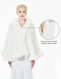 1 x RAW Customer Returns BEAUTELICATE Women s Poncho Winter Knitted Cape Stole Faux Fur Shawl Elegant Bolero Shrug for Bride Wedding Party Ivory, one size  - RRP €36.98