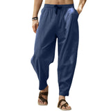 1 x RAW Customer Returns Cooleep Men s Summer Linen Pants Casual Lightweight Stretch Yoga Beach Trousers Dark Blue L - RRP €26.53