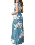 1 x RAW Customer Returns AUSELILY Women s Short Sleeve Loose Casual Long Maxi Dresses with Pockets Floral Light Blue, Medium  - RRP €32.99