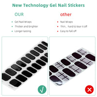 1 x Brand New Set of 20 Nail Stickers Adhesive Stickers, UV Gel Nail Stickers, Semi Cured Gel Nail Stickers for Women and Girls Manicure Christmas Decoration Schwarz  - RRP €8.99