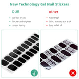 2 x Brand New Set of 20 Nail Stickers Adhesive Stickers, UV Gel Nail Stickers, Semi Cured Gel Nail Stickers for Women and Girls Manicure Christmas Decoration Schwarz  - RRP €17.98