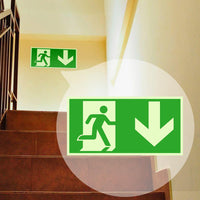 1 x RAW Customer Returns LAIWOO 5 pieces emergency exit sign, extra long-lasting, aluminum composite warning sign 300x150mm emergency exit sign arrow pointing downwards escape route sign rescue route downwards  - RRP €31.79