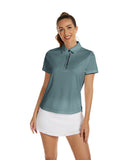 1 x RAW Customer Returns igeekwell polo shirt women s short sleeve golf t-shirts outdoor sports leisure shirt tennis summer polo shirt sage green M - RRP €22.98