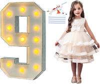 1 x Brand New PILIN Large Led Light Up Number 9 Letters For Birthday Decoration, With Hot Glue Gun And Holder, Marquee Light Numbers Party Wedding Graduation Baby Shower Decoration 100CM White - RRP €32.4