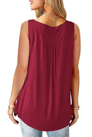 1 x RAW Customer Returns Amoretu Women s Long T-Shirts Summer Casual Sleeveless Blouse Top Wine Red M - RRP €24.99