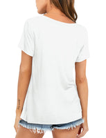 1 x RAW Customer Returns Beluring Women s V-Neck Short Sleeve T-Shirt Simple Cute Tops Soft Comfortable Blouse White M - RRP €24.68