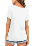 1 x RAW Customer Returns Beluring Women Sexy V-Neck Basic Tops Elegant Simple Short Sleeve T-Shirts White L - RRP €24.68