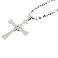 1 x RAW Customer Returns HS86 Cross Chain Stainless Steel Necklace Pendant Silver Jewelry - RRP €31.42