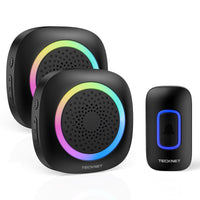 1 x RAW Customer Returns TECKNET Wireless Doorbell with Batteries, RGB Waterproof IP66 Outdoor Wireless Doorbell with 2 Receivers, 400M Range, 5 Volume Levels and 60 Melodies for Home, Hotel, Office, Emergency, etc. - RRP €23.79