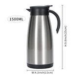 1 x RAW Customer Returns Olerd insulated jug 1.5 L, stainless steel thermos flask, double-walled vacuum coffee pot teapot, thermos flask for coffee, tea, water, drink silver  - RRP €25.99