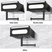 1 x RAW Customer Returns SUNZOS Toilet Paper Holder No Drilling, Toilet Paper Holder Black, Toilet Paper Holder with Wet Wipes Box, Toilet Paper Holder with Shelf, Self-Adhesive or Drilling Black  - RRP €18.14