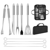 1 x RAW Customer Returns Barbecue Tool Set, Stainless Steel, Professional Barbecue Accessories, with Easy to Carry Bag 9 PCS  - RRP €19.99