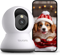 1 x RAW Customer Returns blurams 360 degree indoor surveillance camera, 2K pet camera, dog camera with app, PTZ WLAN camera indoor, 2-way audio, motion detection, color IR night vision, siren, Cloud SD only 2.4GHz  - RRP €39.99