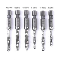 1 x Brand New 6 SAE HSS Combined Tap Bits 1 4 Hex Shank for Tapping Soft Metal - RRP €26.4