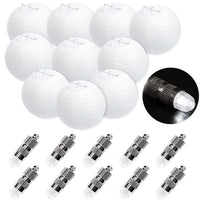 1 x RAW Customer Returns FullBerg Pack of 10 25 cm White Paper Lantern Lanterns with 10 Warm White Mini LED Balloons Lights, Round Lampshade Wedding Garden Decoration, Paper Lantern 10 Inches - RRP €15.12