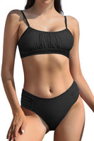 1 x Brand New SHEKINI Women s Bikini Set Bandeau Adjustable Bikini Top Elegant Two-Piece Swimsuit with High Waist Tummy Control Triangle Bikini Bottoms Swimwear XL, B-black  - RRP €30.95