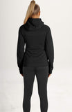 1 x RAW Customer Returns icyzone women s sports jacket, running jacket, full zip training jacket with hood, fitness hoodie, long-sleeved shirt in winter XL, black  - RRP €32.15