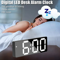 1 x RAW Customer Returns Alarm Clock, LED Display, Digital Mirror Alarm Clock, Battery Plug, Dual-Purpose Clock, Snooze Function, Night Mode, Alarm Clock, Suitable for Bedroom, Office, White - RRP €13.36