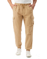 1 x Brand New SANMIO Jogging Bottoms Men s Cotton Chino Cargo Trousers Men with 6 Pockets Casual Trousers Elastic Waist Stretch Sweatpants Khaki S - RRP €27.6