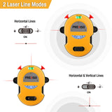 1 x RAW Customer Returns PREXISO laser spirit level, multi-surface line laser with spirit levels, 9m horizontal vertical laser, spirit level with LED, with wall mounting base 2 pins 10 self-adhesive strips, 2 AA batteries - RRP €33.26