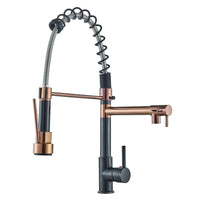 1 x RAW Customer Returns TVTIUO high pressure kitchen faucet with spiral spring kitchen faucet brass with pull-out hand shower, 360 swivel, cold and hot water, faucet, rose gold ORB - RRP €80.22