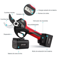 1 x RAW Customer Returns Laecabv 40mm Professional Cordless Garden Shears, 4000mAh 4000mAh Lithium Batteries Electric Garden Shears Pruning Shears Battery with Brushless Motor LA40S  - RRP €24.0