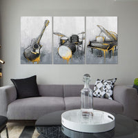 1 x RAW Customer Returns ZHONGYUTONG 3-Piece Music Wall Art Print with Frame Guitar Piano Drum Musical Instrument Picture Canvas Poster Vintage Painting for Classroom Decoration 40 x 60 cm x 3 Pieces  - RRP €62.81