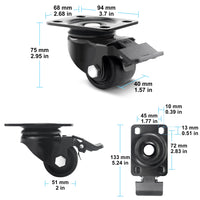 1 x RAW Customer Returns 50 mm heavy duty castors, nylon swivel castors with 1000 kg load, industrial castors, single locking with 360 degree rotation, no marks quiet extra heavy transport castors, set of 4 with screws - RRP €40.99