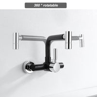 1 x RAW Customer Returns Tondiy kitchen faucet wall mounting with 2 jet types, kitchen faucet wall fitting with 360 rotation, mixer tap wall single lever mixer, standing or hanging spout, black - RRP €59.53