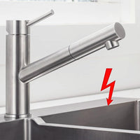 1 x RAW Customer Returns ONECE Low Pressure Kitchen Tap for Boiler, Mixer Tap with Removable Spray, 150 Swivel Single-lever Sink Taps in Stainless Steel, Cold and Hot Water, Removable Aerator - RRP €62.93