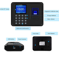 1 x RAW Customer Returns Attendance Machine, Biometric Fingerprint Attendance Machine with Spanish System LCD Screen, Capacity of 100,000 Records, 2.4 Inch, with 16G U Disk - RRP €62.71