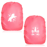 24 x Brand New Tenare Pack of 2 Unicorn Rain Cover School Bags Reflective Backpack Rain Covers Waterproof Rain Cover for Children School Bag Backpack Camping Hiking Pink - RRP €241.68