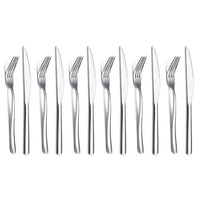 1 x RAW Customer Returns Steak cutlery set 12 pieces, premium stainless steel 6 table forks and 6 table knives set, steak knives steak forks for 6 people, highly polished, dishwasher safe shiny silver  - RRP €19.28