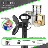 1 x RAW Customer Returns Lantana - 2 in 1 safety can opener easy-to-use manual can opener for safely opening cans Practical 2 in 1 function with bottle opener - black stainless steel - RRP €24.91