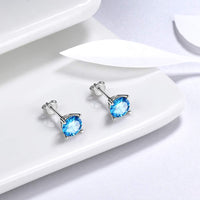 1 x RAW Customer Returns Aurora Tears March Birthstone Stud Earrings 925 Sterling Silver Blue Aquamarine Birthstone Earring Birth Stone Jewelry Gifts for Women and Men DE0214M - RRP €18.41