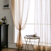 1 x RAW Customer Returns MIULEE Set of 2 Voile Curtains Transparent Curtains Made of Voile Polyester Rod Pull-through Transparent Living Room Airy Decorative Curtain for Bedroom Brown 55 W x 96 L, Rod Pocket - RRP €21.17