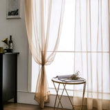 1 x RAW Customer Returns MIULEE Set of 2 Voile Curtains Transparent Curtains Made of Voile Polyester Rod Pull-through Transparent Living Room Airy Decorative Curtain for Bedroom Brown 55 W x 96 L, Rod Pocket - RRP €21.17