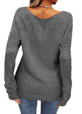 1 x RAW Customer Returns Tankaneo Women Solid Long Sleeve Sweater Round Neck Slim Knit Top Autumn Pullover - RRP €33.26