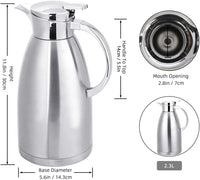 1 x RAW Customer Returns 2.3 liter stainless steel insulated jug, teapot, double layer vacuum coffee pot, stainless steel thermos flask, thermos flask coffee tea - RRP €26.99