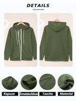 1 x RAW Customer Returns Uusollecy Sweat Jacket Women, Long Sleeve Full Zip Hoodie Sweatshirt, Casual Loose Solid Color Hooded Jacket, Zipper Hoodie Sweatshirt with Hood Green XL - RRP €35.99